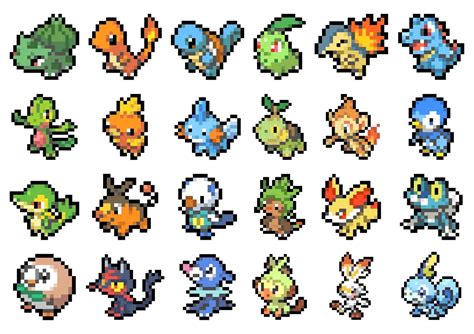 pixel art pokemon|starter pokemon pixel art.